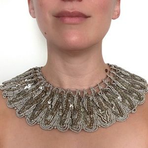 Vintage silver woven collar necklace on 925 chain